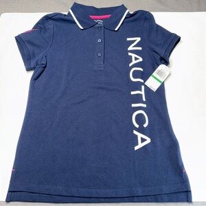 Nautica Kids Polo Shirt in Navy with White Accents Girls size Large